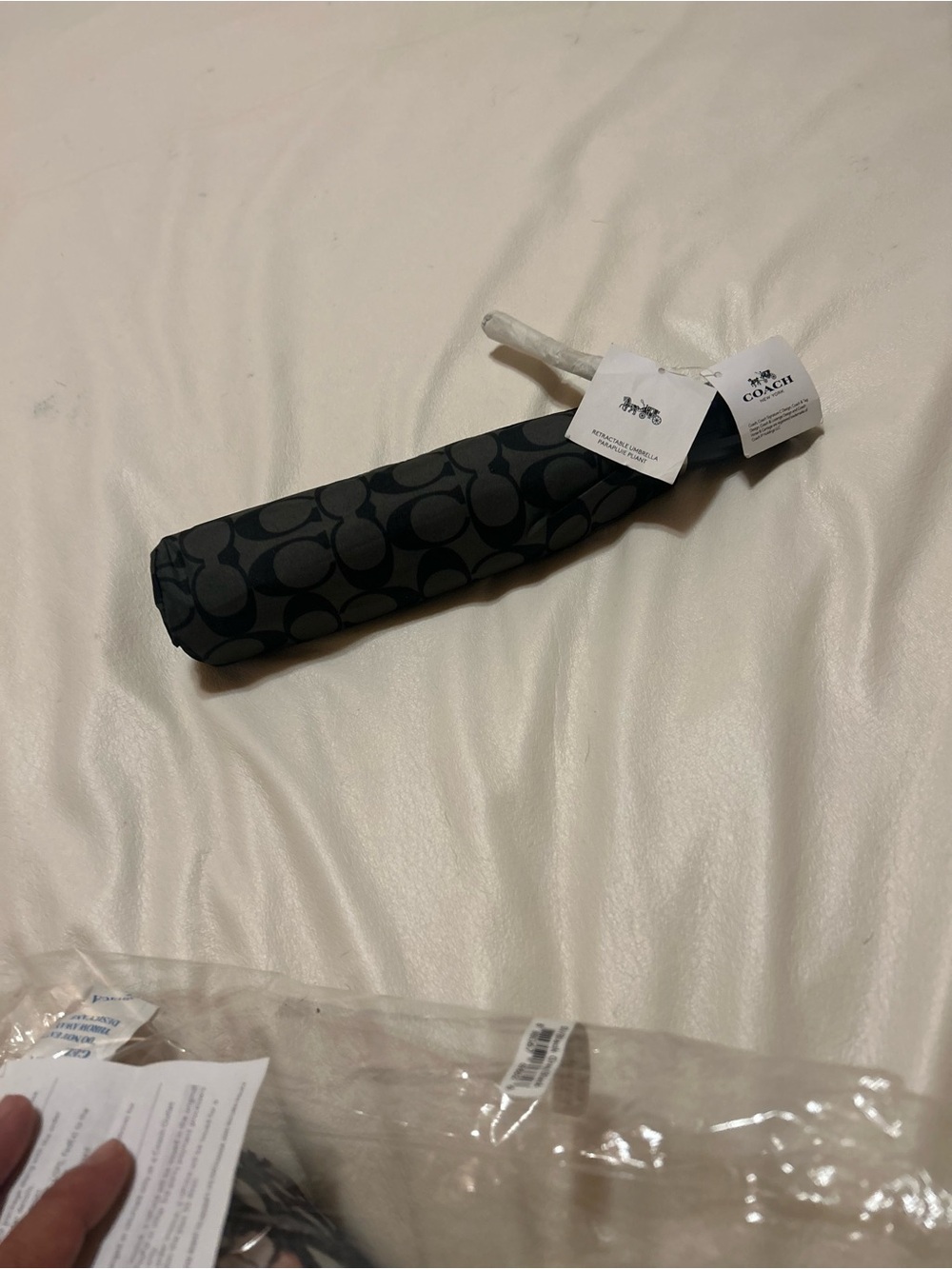 Coach Black Signature Logo Compact Umbrella